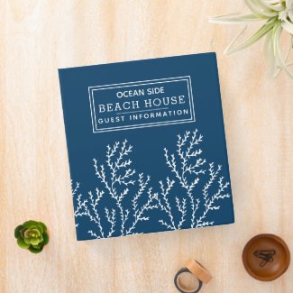 Beach House Vacation Rental Guest Information Blue 3 Ring Binder