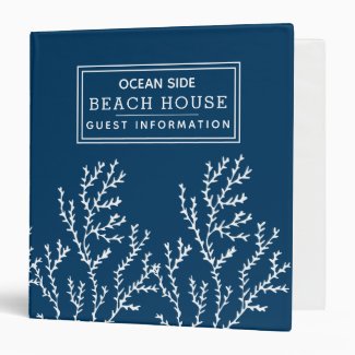 Beach House Vacation Rental Guest Information Blue 3 Ring Binder