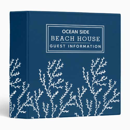 Beach House Vacation Rental Guest Information Blue 3 Ring Binder