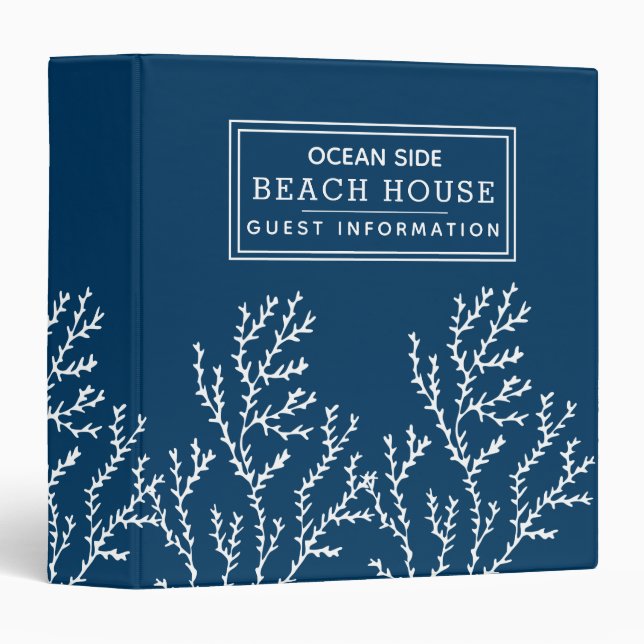 Beach House Vacation Rental Guest Information Blue 3 Ring Binder (Front/Spine)