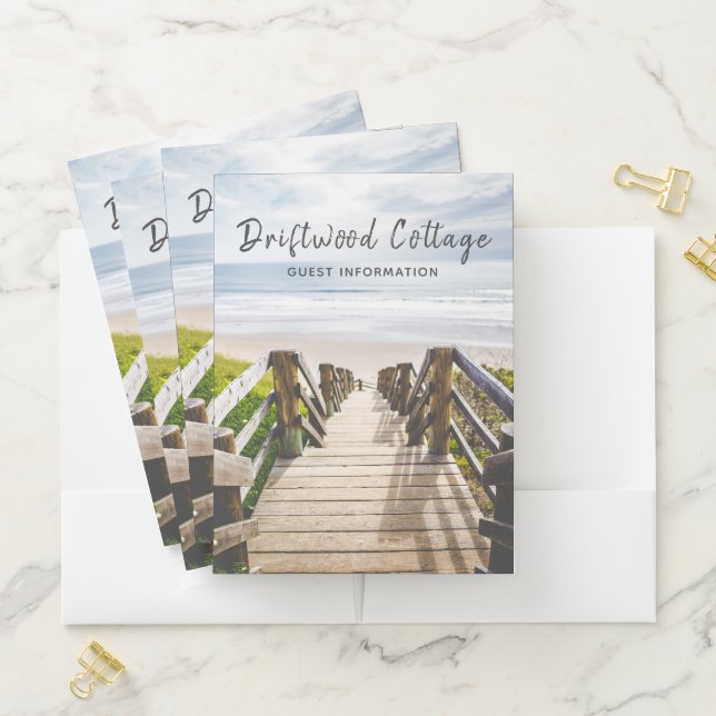 Beach House Vacation Rental Guest Information Pocket Folder (In Situ)