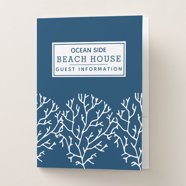 Beach House Vacation Rental Guest Information Pocket Folder | Zazzle