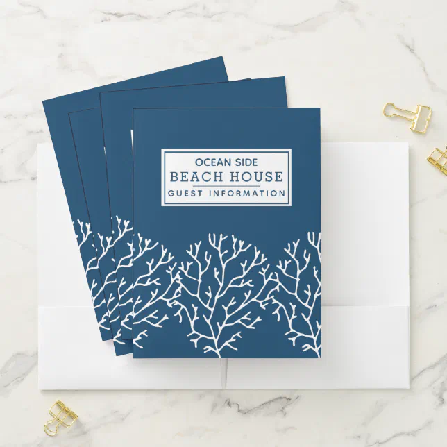 Beach House Vacation Rental Guest Information Pocket Folder | Zazzle