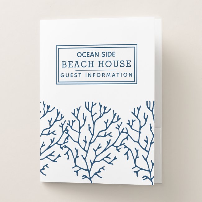 Beach House Vacation Rental Guest Information Sea Pocket Folder
