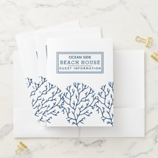 Beach House Vacation Rental Guest Information Sea Pocket Folder
