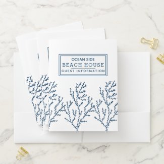 Beach House Vacation Rental Guest Information Sea Pocket Folder