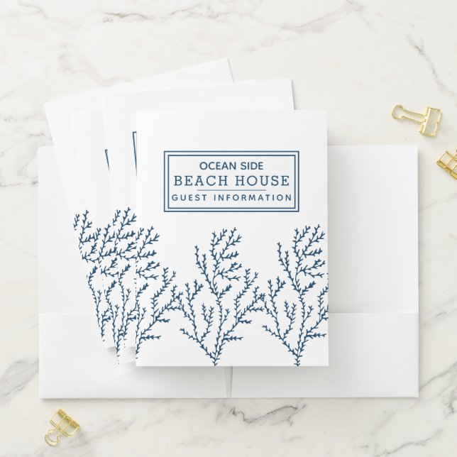 Beach House Vacation Rental Guest Information Sea Pocket Folder (In Situ)