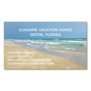 Beach House Vacation Rental Real Estate Company Business Card Magnet