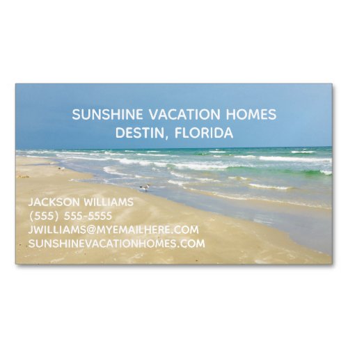 Beach House Vacation Rental Real Estate Company Business Card Magnet