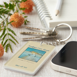 Beach House Vacation Rental Sandpiper Shorebird Keychain