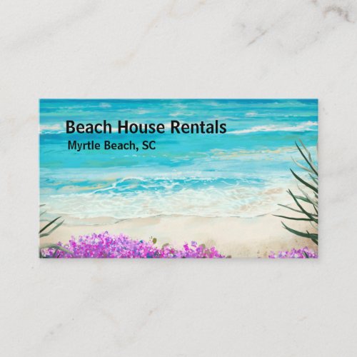 Beach House Vacation Rental Watercolor Business Card