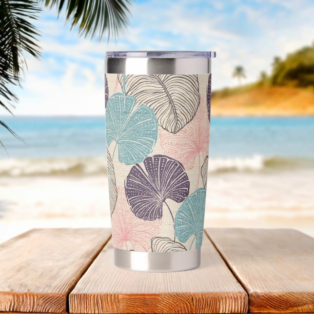 Beach house vibes Tropical pattern Insulated Tumbler (Beach)