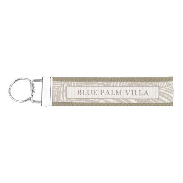Beach House Villa Room Rental Name Tropical Wrist Keychain (Keys on Left)