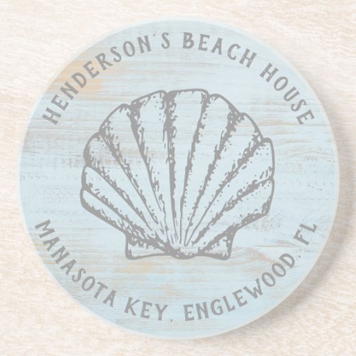 Beach House Vintage Sea Shells Coral Custom Coaster