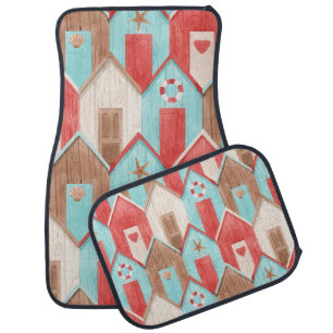 Beach house watercolor: retro pattern. car floor mat