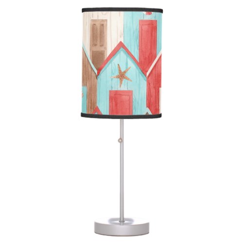 Beach house watercolor retro pattern table lamp