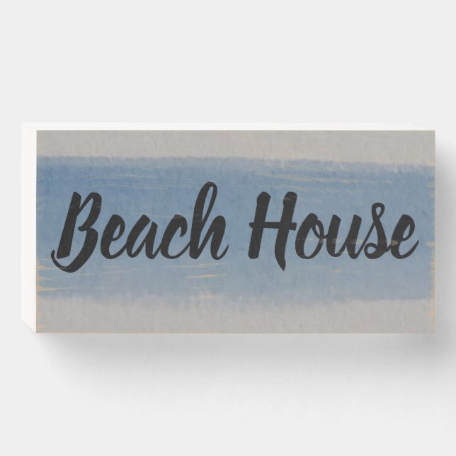 BEACH HOUSE WATERCOLOR wooden box sign (Front Horizontal)