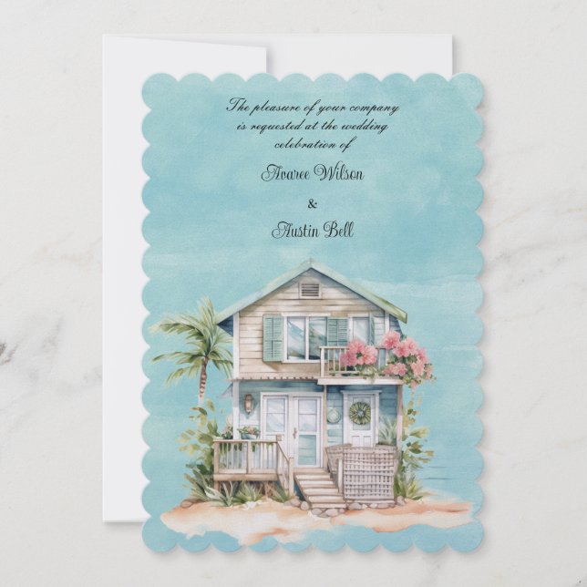 Beach House Wedding Invitation (Front)