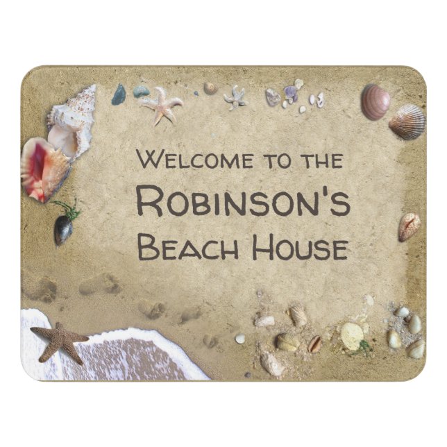Beach House Welcome (customizable) Door Sign (Contemporary Front)