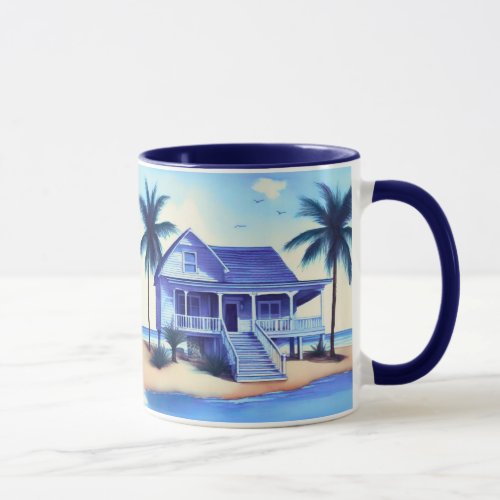 Beach House with Palm Trees Mug