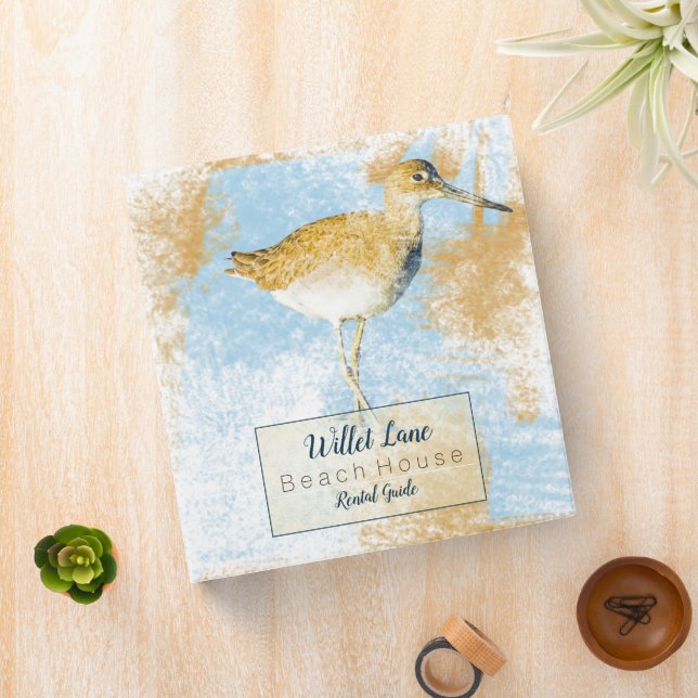 Beach House With Willet Shorebird | Guest Binder (In Situ)