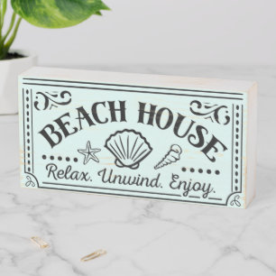 Beach House Wooden Box Sign