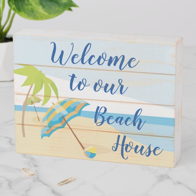 Beach House Wooden Box Sign (In Situ Horizontal)