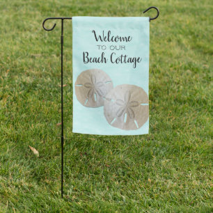 Beach House Yard Welcome Flag Sand Dollars