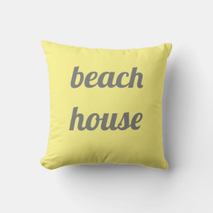 Beach House Yellow Grey Gray Stylish Classy 2021 Throw Pillow