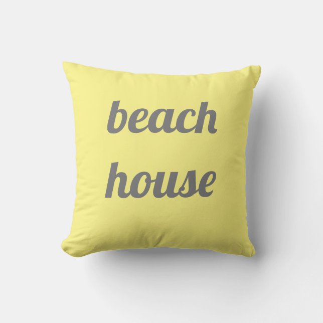 Beach House Yellow Grey Gray Stylish Classy 2021 Throw Pillow (Front)