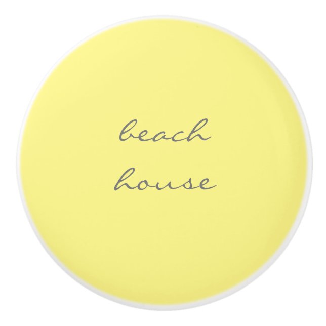 Beach House Yellow Grey Gray Stylish Classy Cool Ceramic Knob (Front)