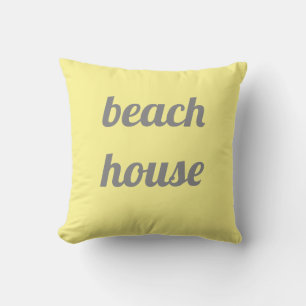 Beach House Yellow Grey Gray Stylish Classy Cute Outdoor Pillow