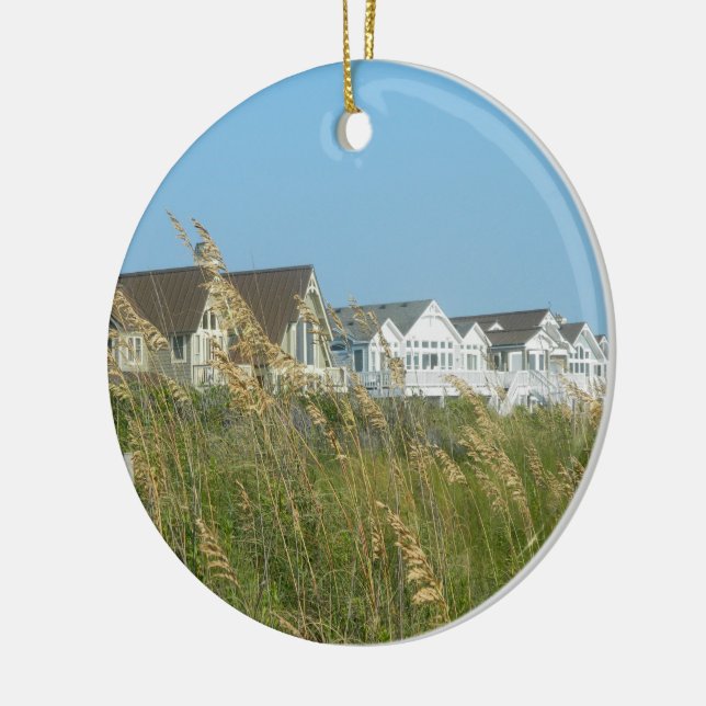Beach Houses and Beach Grass Ceramic Ornament (Left)