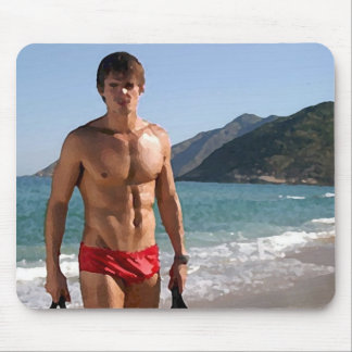 Beach Hunk Mouse Pad