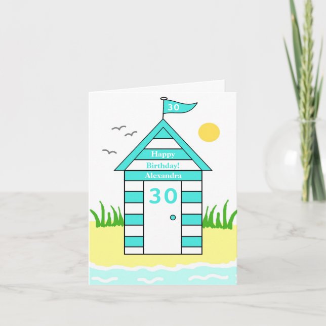 Beach Hut 30th Card (Front)