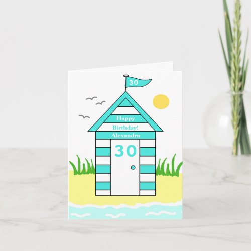 Beach Hut 30th Card