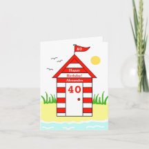 Beach Hut 40th Card