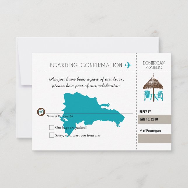 Beach Hut and Chairs RSVP Dominican Republic Teal (Front)