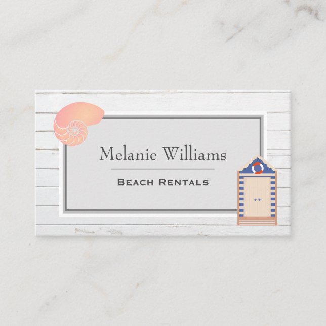 Beach Hut Boardwalk Beach Rentals Business Card (Front)