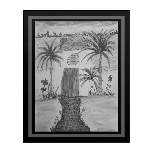 Beach Hut Cobblestone Walkway Acrylic Print (Front)