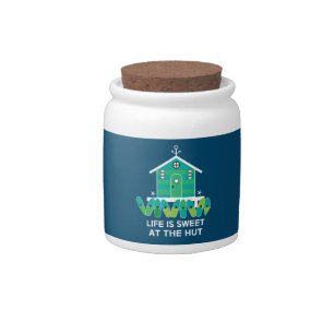 Beach Hut Hut Owners Latte Mug Serving Tray Candy Jar