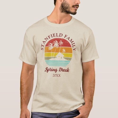 Beach Hut Palm Trees Matching Family Spring Break T_Shirt