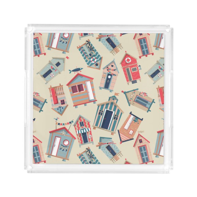 Beach Hut Pattern Acrylic Tray (Front)