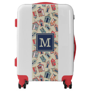Beach Hut Pattern Add Your Initial Luggage