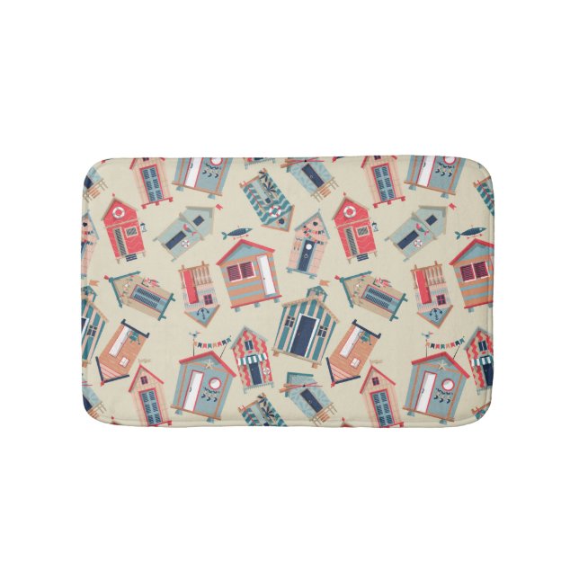 Beach Hut Pattern Bathroom Mat (Front)