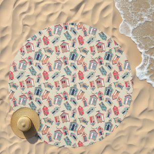 Beach Hut Pattern Beach Towel