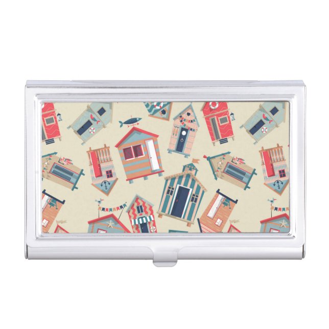 Beach Hut Pattern Business Card Case (Front)