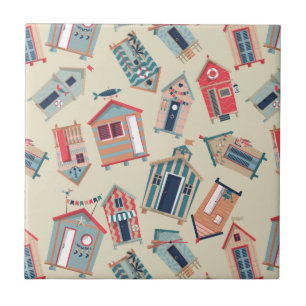 Beach Hut Pattern Ceramic Tile
