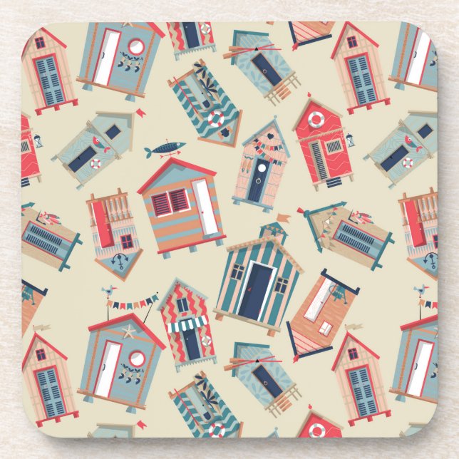 Beach Hut Pattern Coaster (Front)