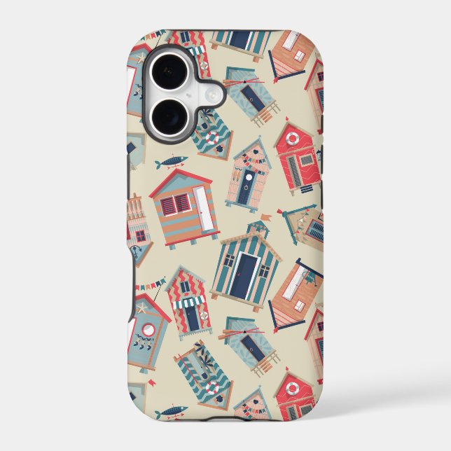 Beach Hut Pattern Iphone Case (Back)
